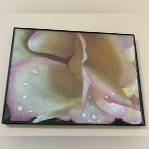 Abstract Floral Art Flowers Pink Yellow Artist One of a Kind Unique Framed Art